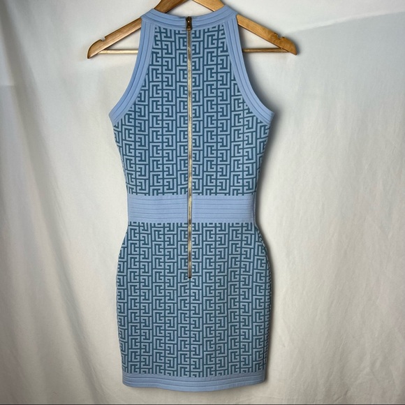 💋NWT balmain monogram knit mini dress in blue - Picture 9 of 10